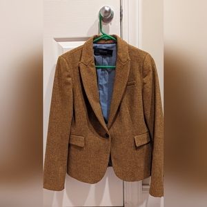 Zara Shetland wool jacket size medium yellow mustard blazer